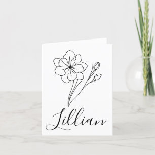 Personalisierter Name März jonquil Geburtsname Blu Dankeskarte