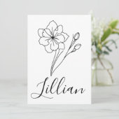 Personalisierter Name März jonquil Geburtsname Blu Einladung (Stehend Vorderseite)