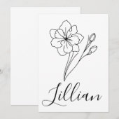 Personalisierter Name März jonquil Geburtsname Blu Einladung (Vorne/Hinten)