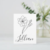 Personalisierter Name März jonquil Geburtsname Blu Postkarte (Stehend Vorderseite)