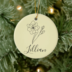 Personalisierter Name März Jonquil Geburtstagsblum Keramik Ornament
