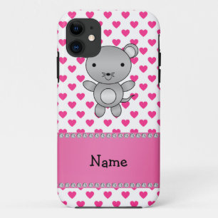 Personalisierter Name Maus rosa Herzen Polka Punkt Case-Mate iPhone Hülle