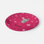 Personalisierter Name Maus rosa Schneeflocken Pappteller (Schrägansicht)