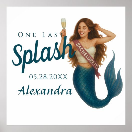Personalisierter Name Mermaid Bachelorette Poster (Vorne)