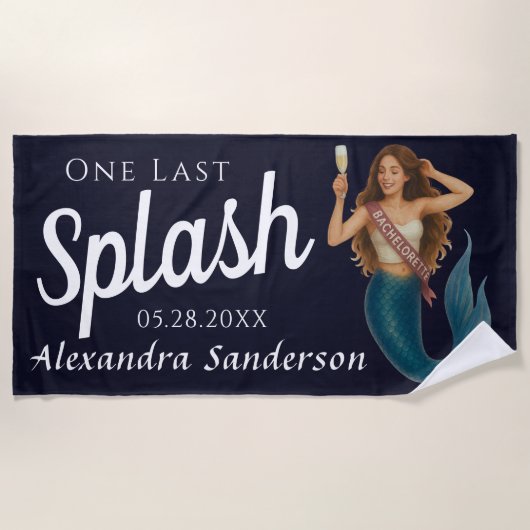 Personalisierter Name Mermaid Bachelorette Strandtuch (Vorderseite)