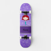 Personalisierter Name mermaid lila Glitzer Skateboard (Vorderseite)