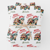 Personalisierter Name Merry Christmas Turtle in Sa Geschenkpapier Set (Beispiel)