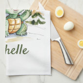 Personalisierter Name Merry Christmas Turtle in Sa Geschirrtuch (Viertel Falte)