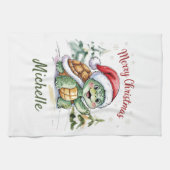 Personalisierter Name Merry Christmas Turtle in Sa Geschirrtuch (Horizontal)