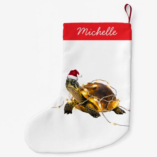 Personalisierter Name Merry Christmas Turtle in Sa Kleiner Weihnachtsstrumpf (Rückseite)