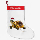 Personalisierter Name Merry Christmas Turtle in Sa Kleiner Weihnachtsstrumpf (Vorderseite)