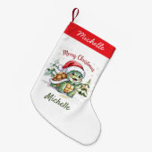 Personalisierter Name Merry Christmas Turtle in Sa Kleiner Weihnachtsstrumpf (Vorderansicht (hängend))