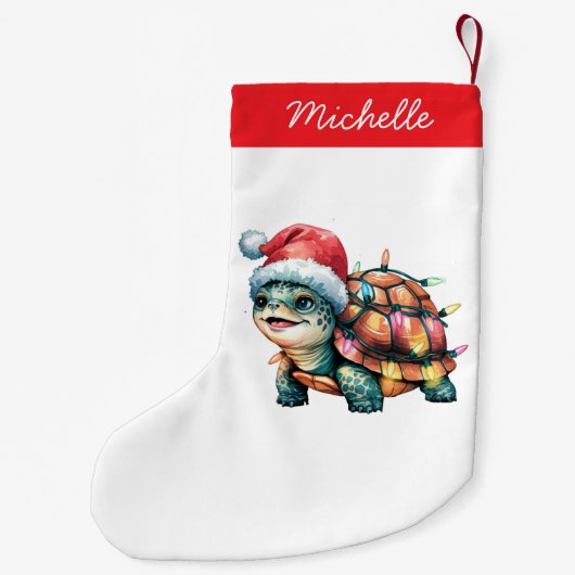 Personalisierter Name Merry Christmas Turtle in Sa Kleiner Weihnachtsstrumpf (Rückseite)