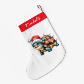 Personalisierter Name Merry Christmas Turtle in Sa Kleiner Weihnachtsstrumpf (Rückseite (Hängend))