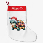 Personalisierter Name Merry Christmas Turtle in Sa Kleiner Weihnachtsstrumpf (Vorderseite)