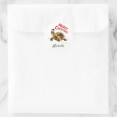 Personalisierter Name Merry Christmas Turtle in Sa Runder Aufkleber (Tasche)