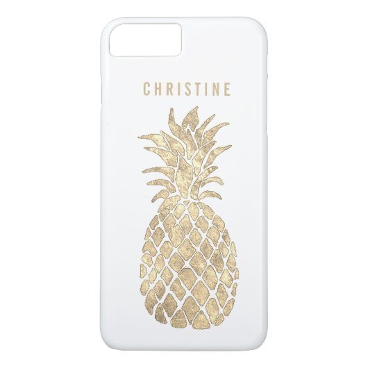 personalisierter Name Metallic-Effekt Ananas Case-Mate iPhone Hülle (Rückseite)