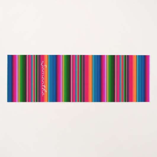 Personalisierter Name Mexican Serape Blanket farbe Yogamatte (Vorderseite (Horizontal))