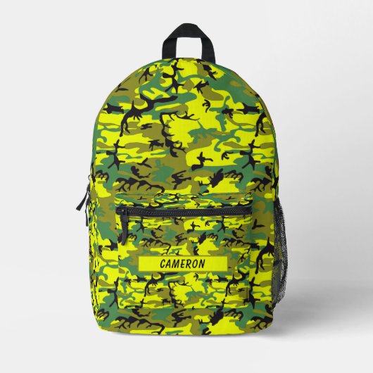 Personalisierter Name Military Yellow Green Camouf Bedruckter Rucksack (Vorderseite)