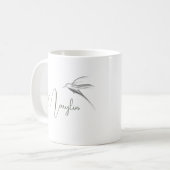 Personalisierter Name Minimal Bird Design Kaffeetasse (Vorderseite Links)