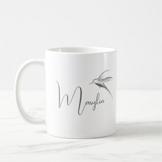 Personalisierter Name Minimal Bird Design Kaffeetasse (Links)