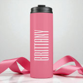 Personalisierter Name Minimal für einfache rosa Br Thermosbecher