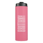 Personalisierter Name Minimal für einfache rosa Br Thermosbecher (Vorderseite)