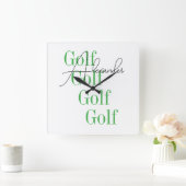 Personalisierter Name Minimal Golf Typografie Quadratische Wanduhr (Zuhause)