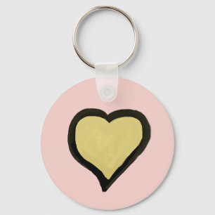 Personalisierter Name Minimal Herz Schwarz & Rosa Schlüsselanhänger