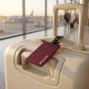 Personalisierter Name Minimalist Chic Burgund & Ro Gepäckanhänger