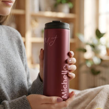 Personalisierter Name Minimalist Chic Burgund & Ro