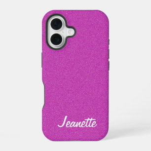 Personalisierter Name Minimalist Hot Pink iPhone 16 Hülle