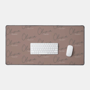 Personalisierter Name Minimalist Mocha Braun Schri Schreibtischunterlage