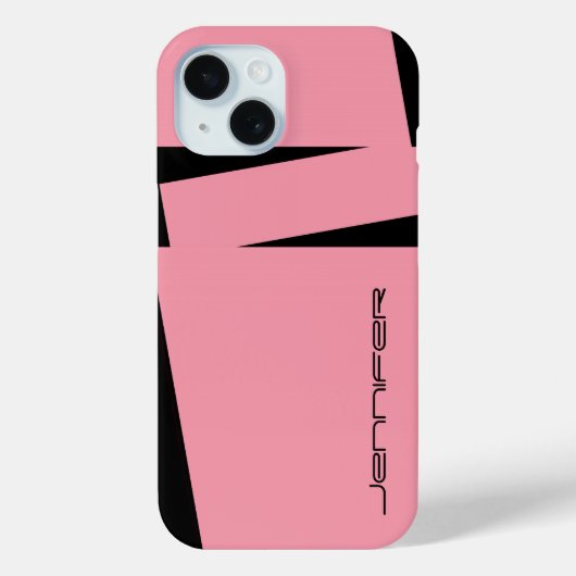 Personalisierter Name Minimalistisch, rosa und sch Case-Mate iPhone Hülle (Rückseite)