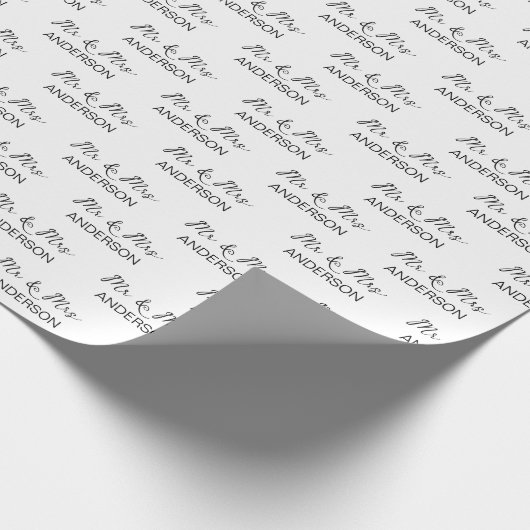 Personalisierter Name minimalistisch Schwarzweiß H Geschenkpapier (Ecke)