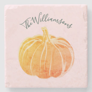 Personalisierter Name Minimalistischer Herbst-Kürb Steinuntersetzer