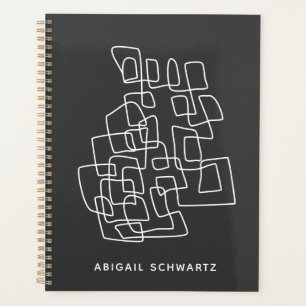 Personalisierter Name Minimalistisches Schwarz Wei Planer