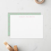 Personalisierter Name Minze Green Pink Geometrisch Mitteilungskarte (Vorderseite/Rückseite Beispiel)