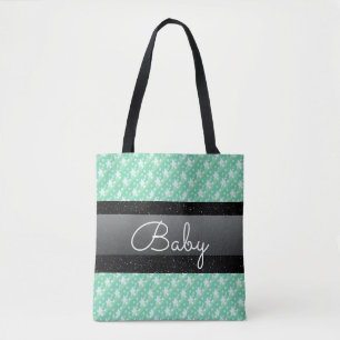 Personalisierter Name Minze Green Polka Dots Baby Tasche