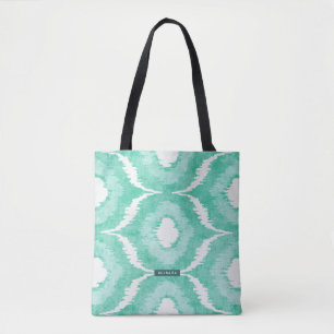 Personalisierter Name Minze Ikat Pattern Bridesmai Tasche