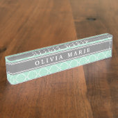 Personalisierter Name Minze Lattice Muster Namensplakette (Seite)