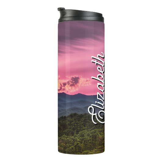 Personalisierter Name Mistral Berggipfel Thermosbecher (Nach rechts gedreht)