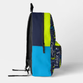personalisierter Name mit blaugrauem Linde Bedruckter Rucksack (Links)