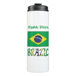 Personalisierter Name mit brasilianischer Flagge Thermosbecher