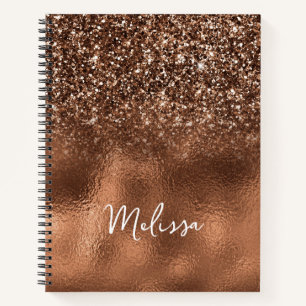 Personalisierter Name mit Bronze Glitter und Folie Notizblock