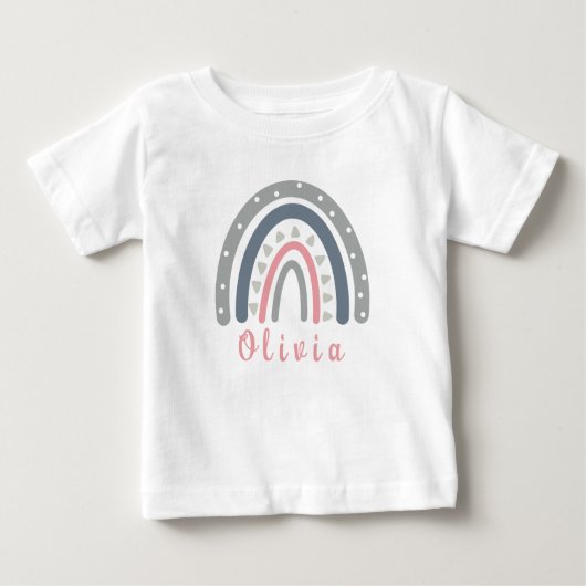 Personalisierter Name mit Coolem Boho Rainbow Baby T-shirt (Vorderseite)
