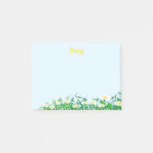 Personalisierter Name mit Daisy Blume Light Blue Post-it Klebezettel (Vorderseite)
