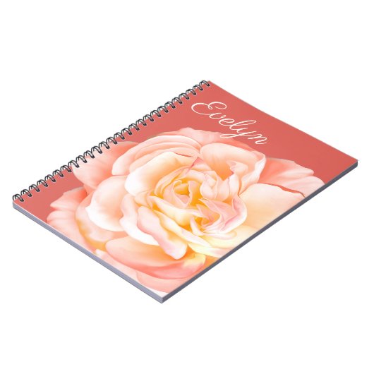 Personalisierter Name mit einer schönen Rose Notizblock (Linke Seite)