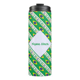 Personalisierter Name mit Fliesenmuster der brasil Thermosbecher