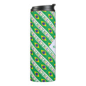 Personalisierter Name mit Fliesenmuster der brasil Thermosbecher (Nach links gedreht)